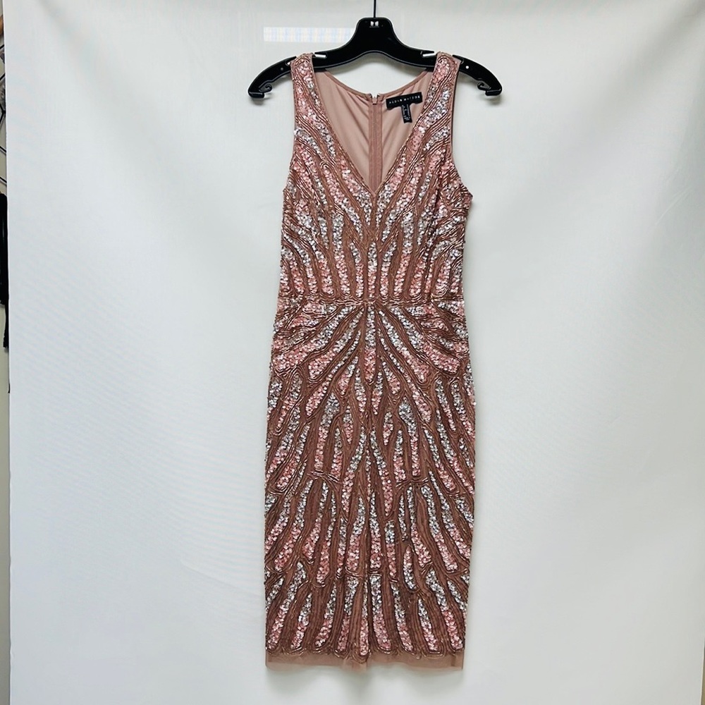 Aidan Mattox fully beaded sleeveless V-Neck dressy dress - Picture 8 of 13
